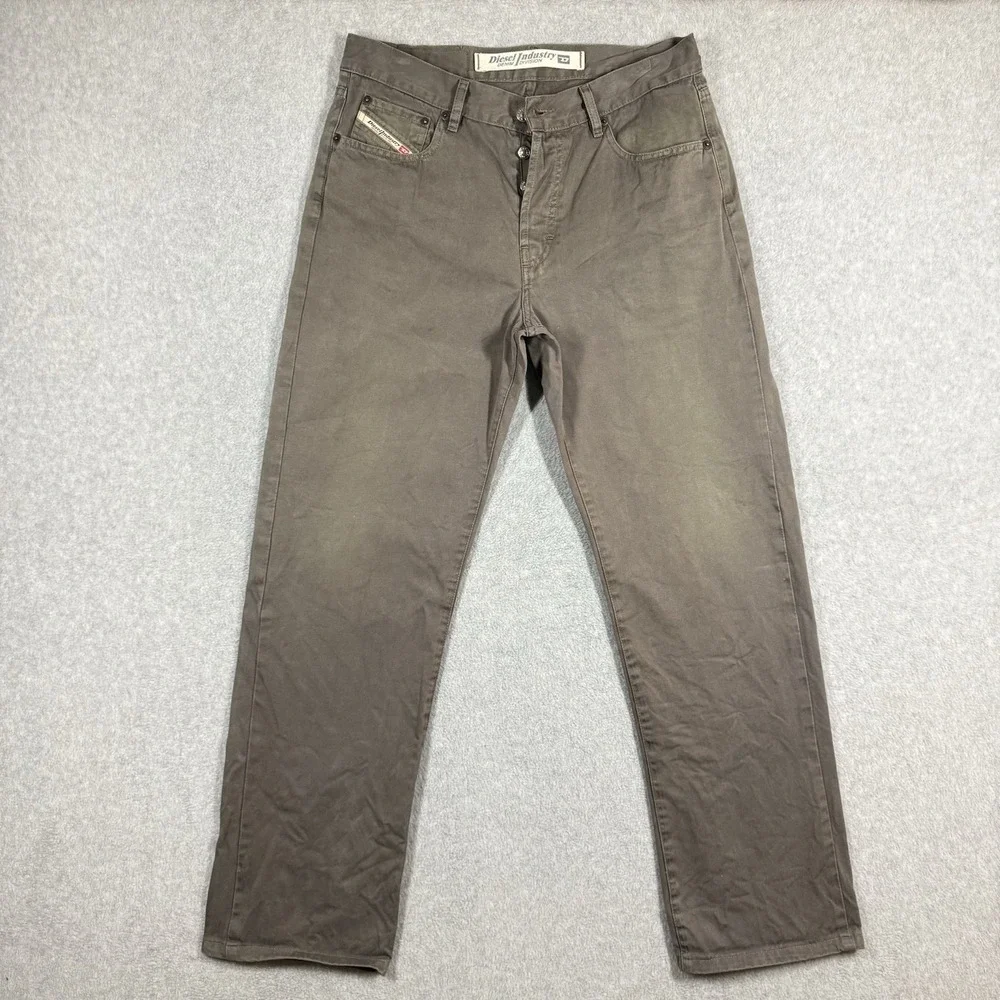 Diesel KULTER Straight Leg Chinos Mens 31x31 Dark Beige Canvas Pants READ Tag 33